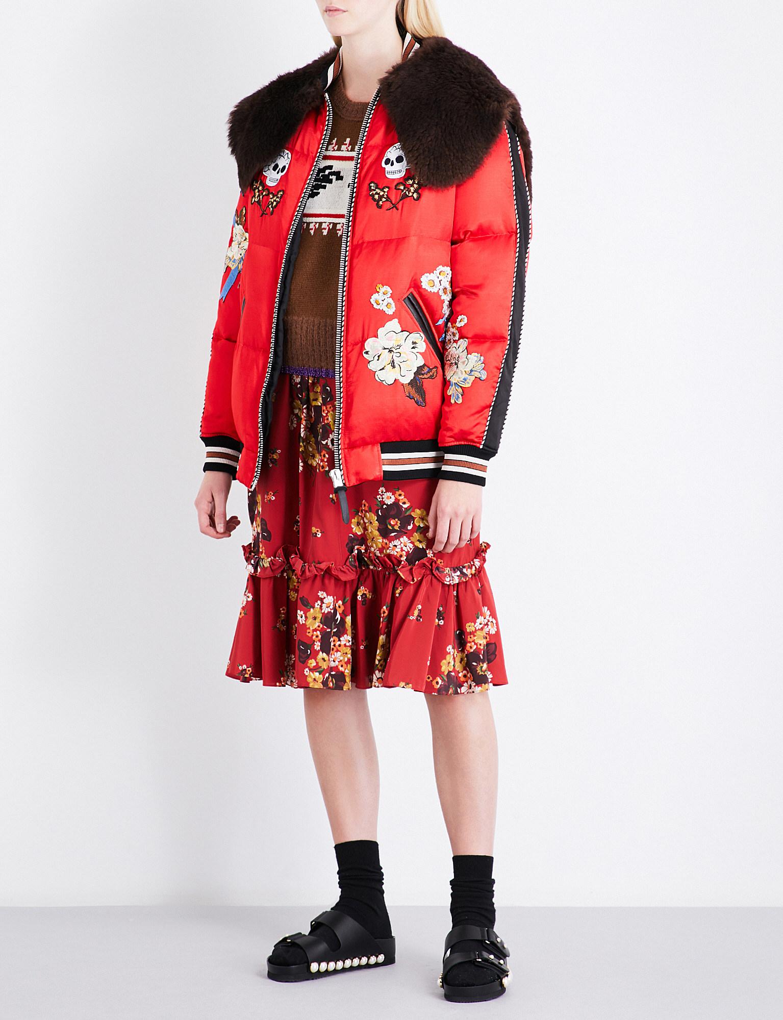 COACH Wolf Embroidered Satin Puffer Jacket Lyst