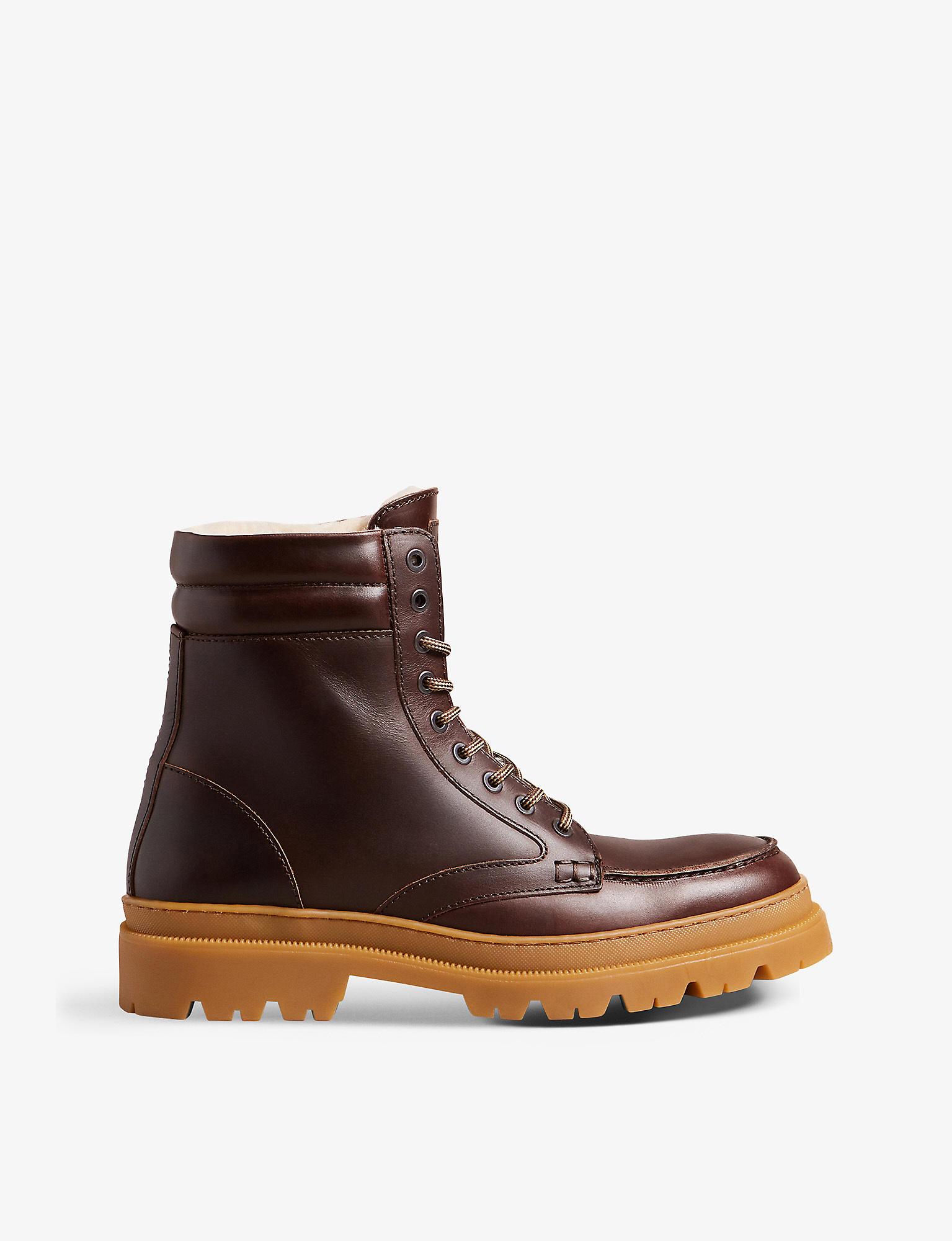 Ted Baker Edric Leather Apron Boots in Brown for Men | Lyst