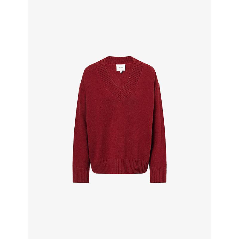 Reformation Jadey V-Neck Cashmere And Wool-Blend Jumper in Red Lyst