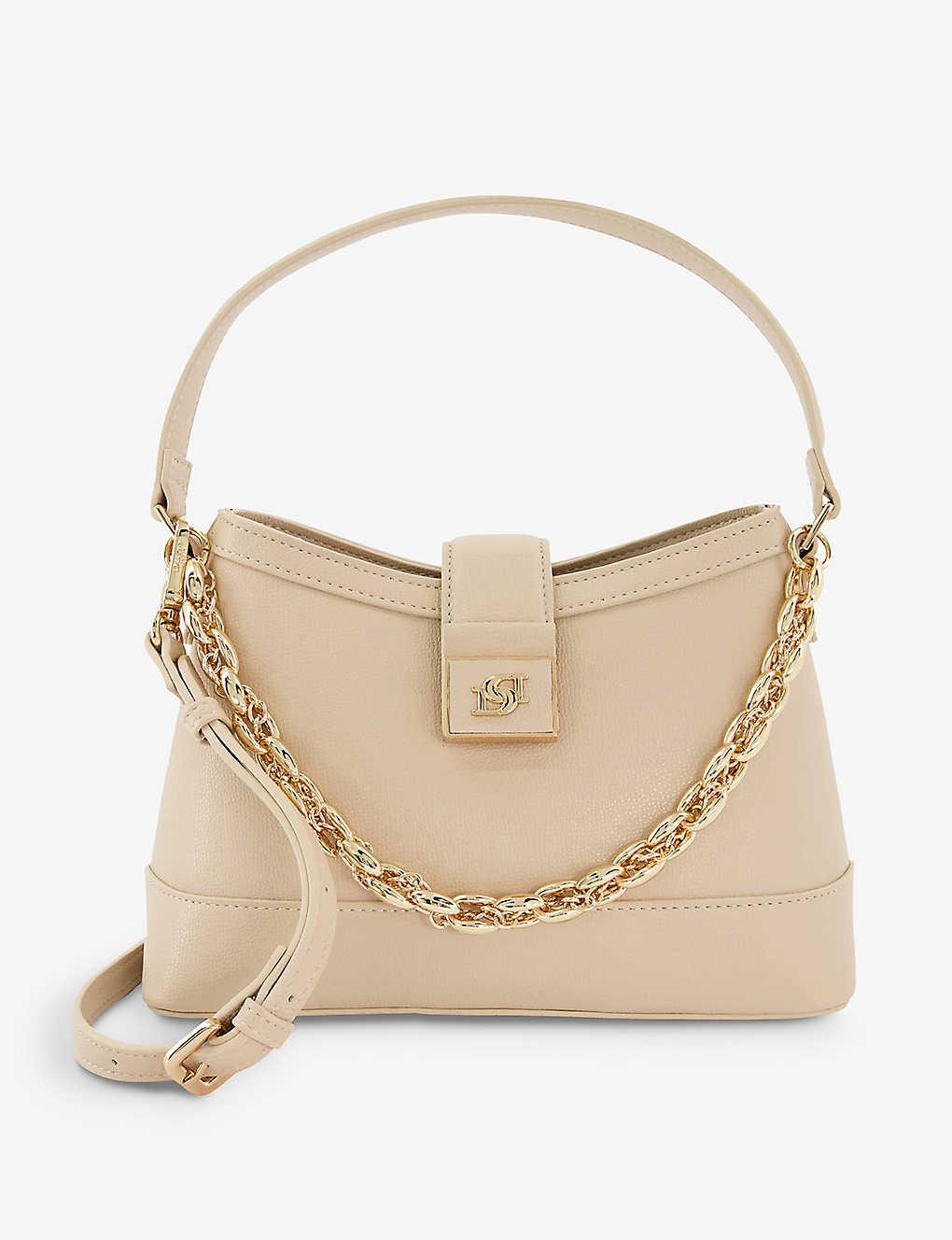 Dune Desirable Small Chain-detail Recycled Faux-leather Bag in Natural ...