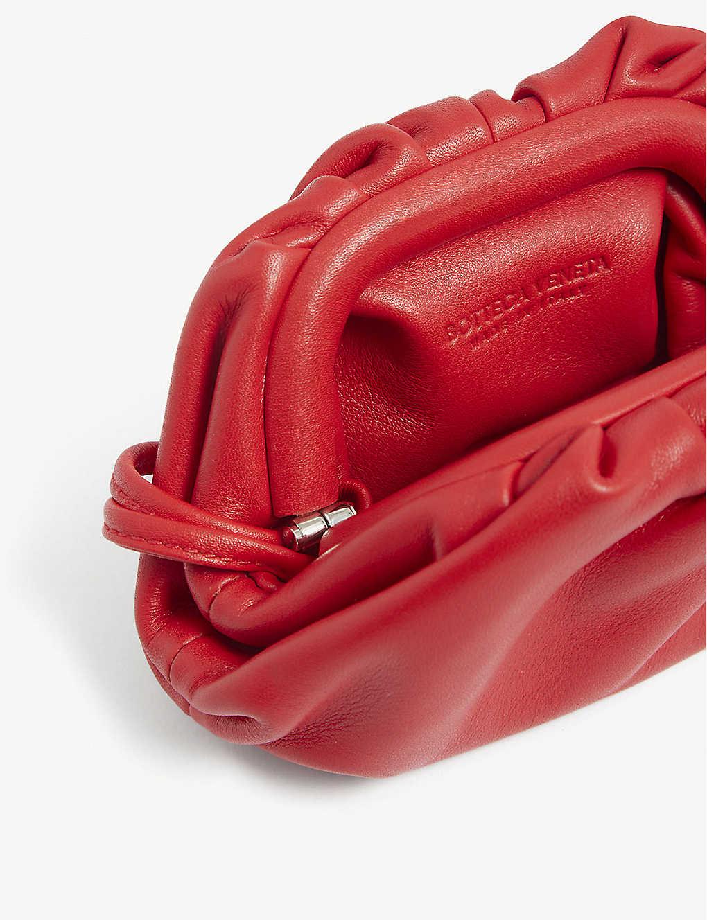 Bottega Veneta The Pouch Micro Leather Clutch in Red - Lyst