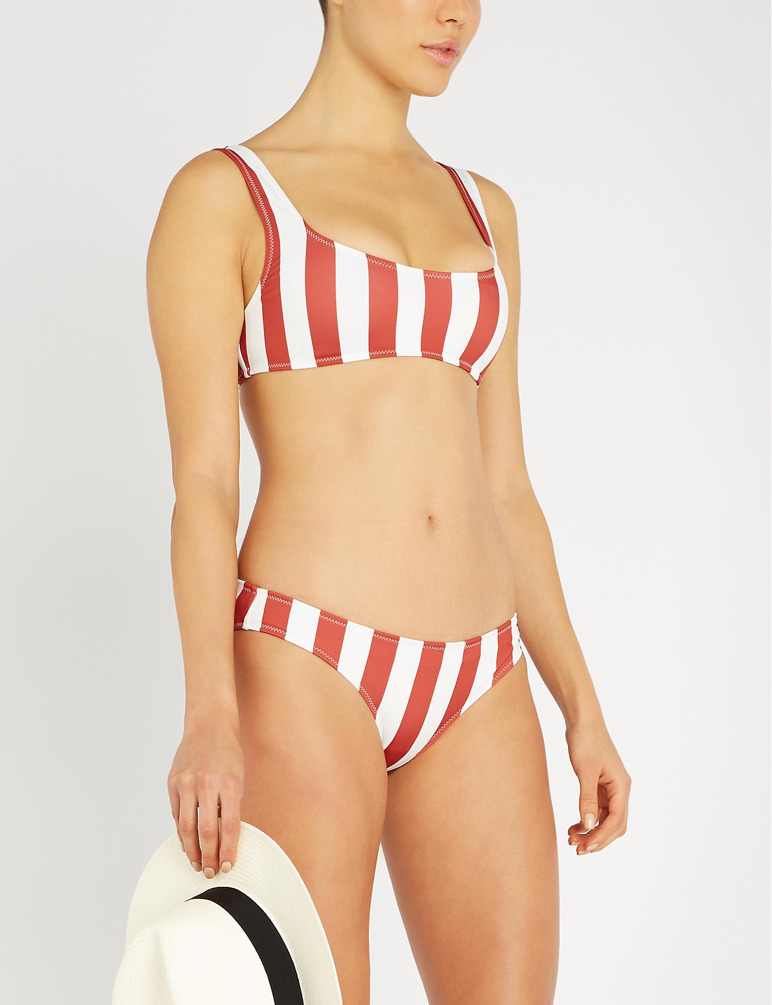 striped scoop bikini top