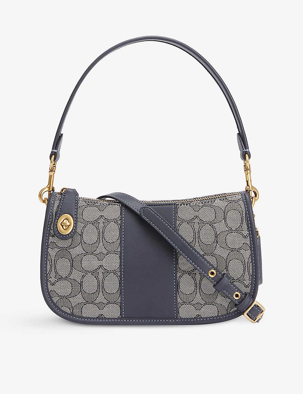 COACH Swinger Cottoncanvas And Leather Shoulder Bag in Gray Lyst