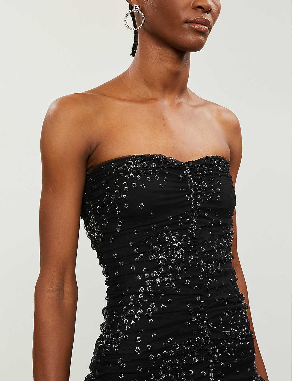 roxanne flocked ruffled tulle mini dress