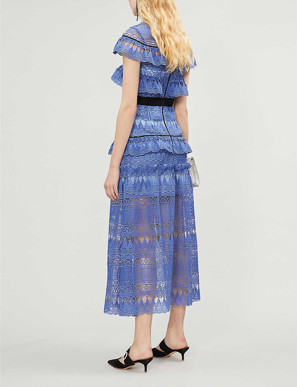 chinese dress ladies Flag & Anthem W Daphne Lace Trim Dress Blue Indigo XL