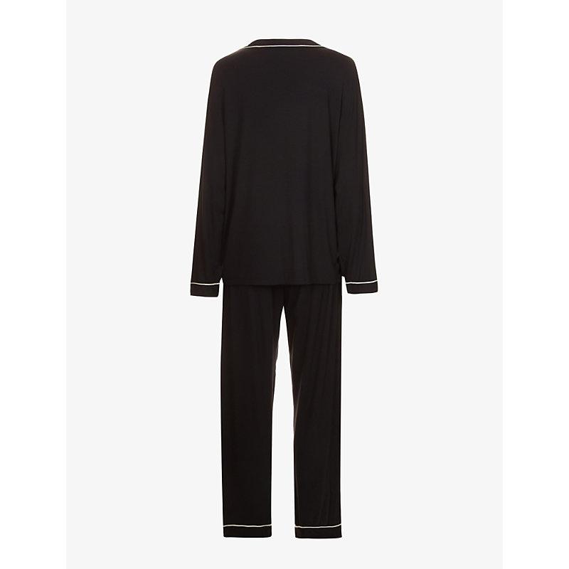 THE NAP CO Jet Oat Piping Rayon Piped Stretch Jersey Pyjama Set in Black Lyst