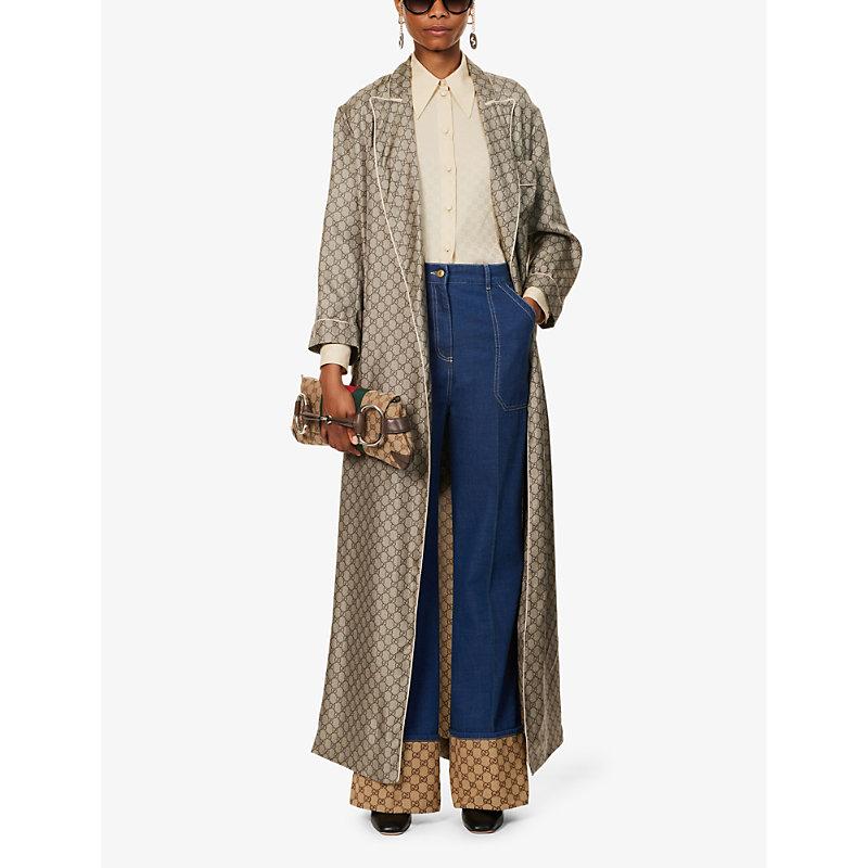 gucci silk dressing gown Crystal-embellished silk-chiffon gown - black