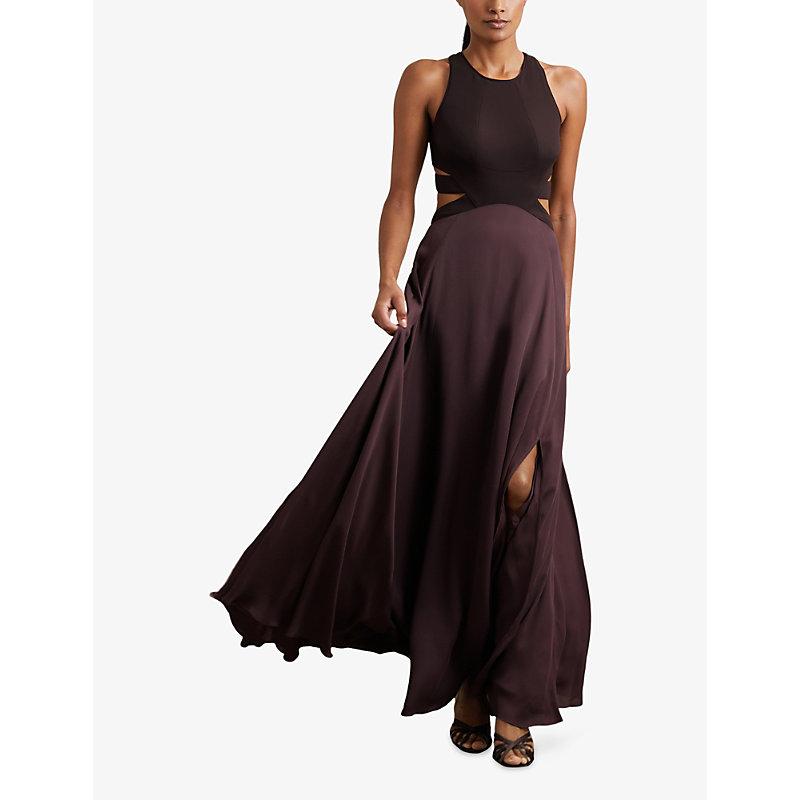 Reiss Paloma Cut-Out Stretch-Woven Maxi Dress in Purple