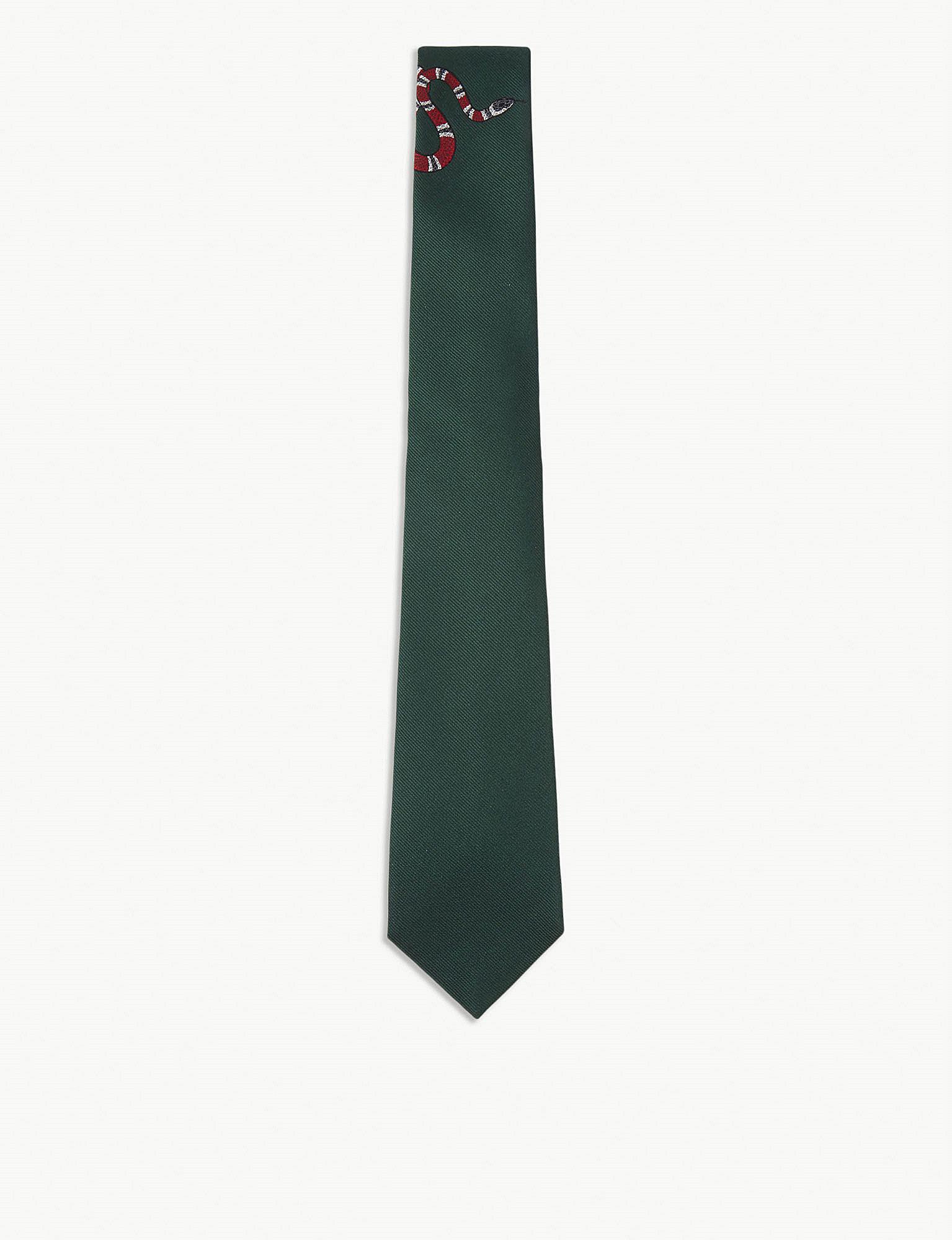 Gucci Solid Snake Twill-silk Tie Dark Green Bottle (Green) for Men Lyst
