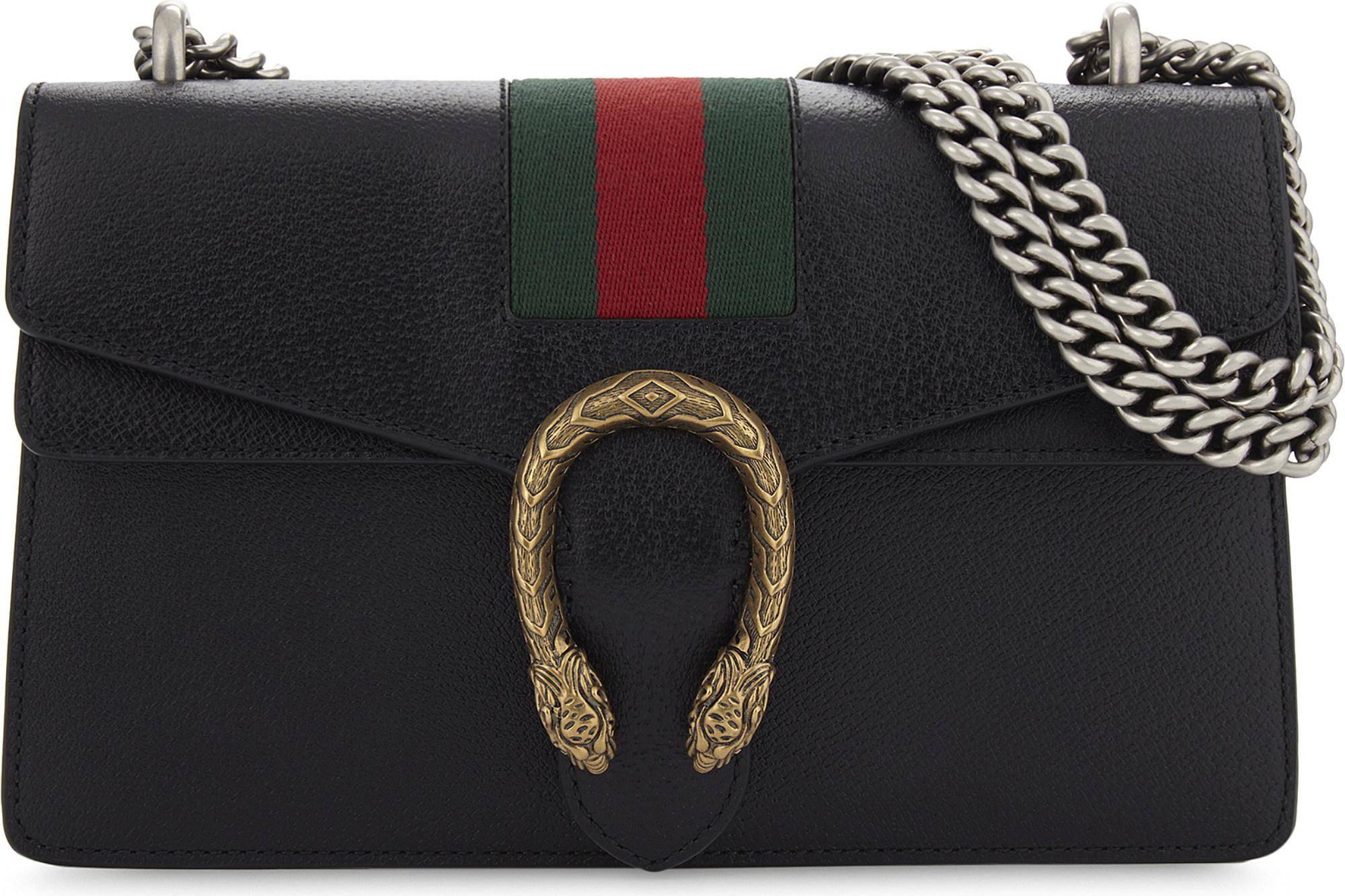 bioscoop zwart Voorwaarde Gucci Dionysus Web Stripe Small Leather Shoulder Bag in Black | Lyst
