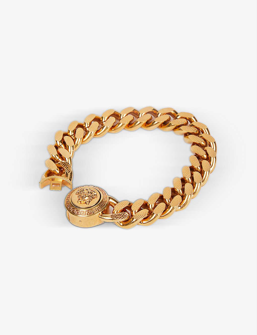 Versace Medusa Logo-embossed Gold-toned Bracelet in Metallic for Men - Lyst