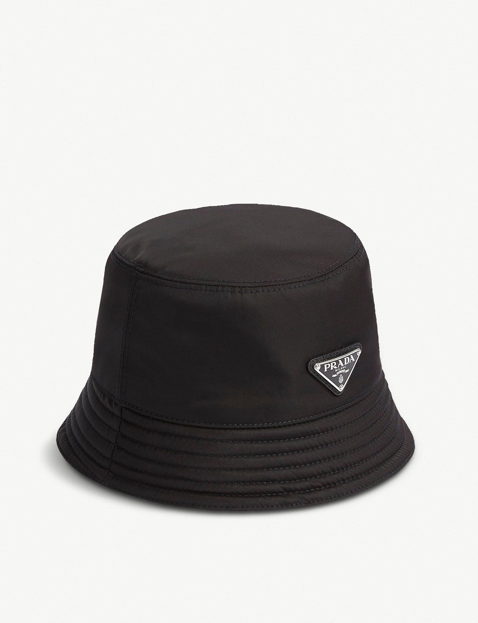 Prada Synthetic Tessuto Triangolo Bucket Hat in Nero (Black) for Men ...