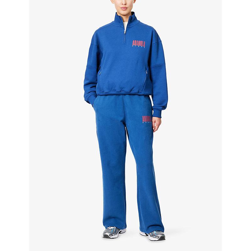 Sweat Adanola Femme Bleu 2XL – 1/4 Zip, Coton, Logo, Sportswear