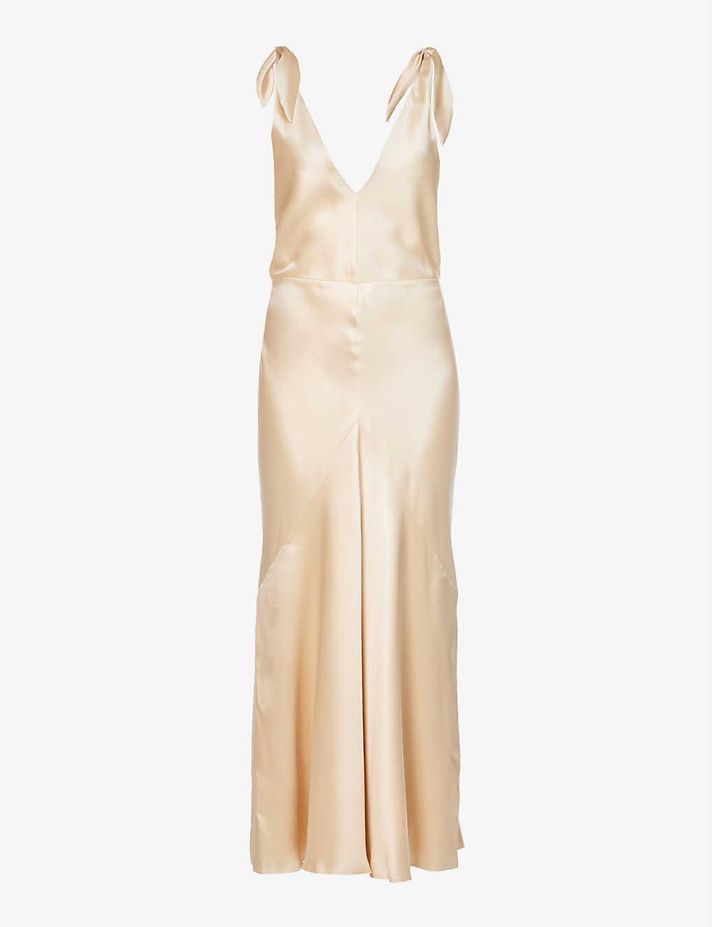 Gabriela Hearst Havilland V-neck Flared-hem Silk Midi Dress in Natural ...