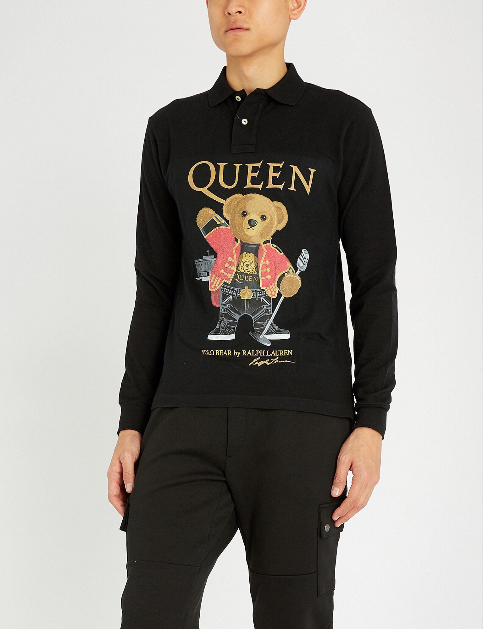 Polo Ralph Lauren 'queen' Teddy Bear-print Cotton-piqué Polo Shirt in Black  for Men - Lyst
