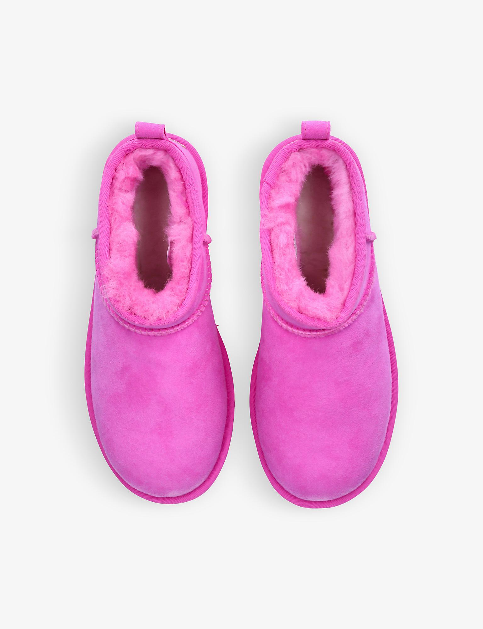 UGG Classic Ultra Mini Sheepskin Ankle Boots in Pink | Lyst