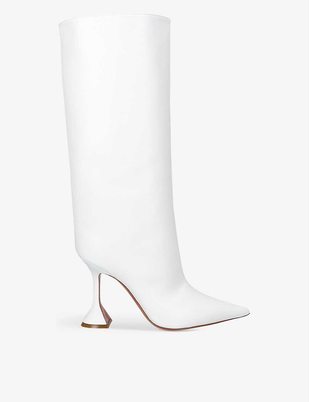 AMINA MUADDI Fiona Knee-high Leather Boots in White | Lyst