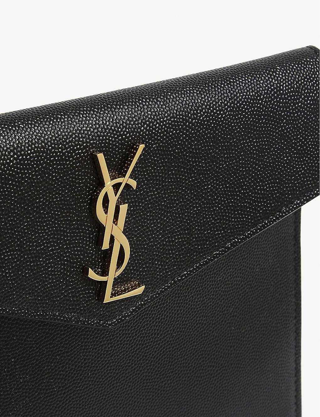 Saint Laurent Uptown Baby Leather Envelope Pouch in Black Lyst