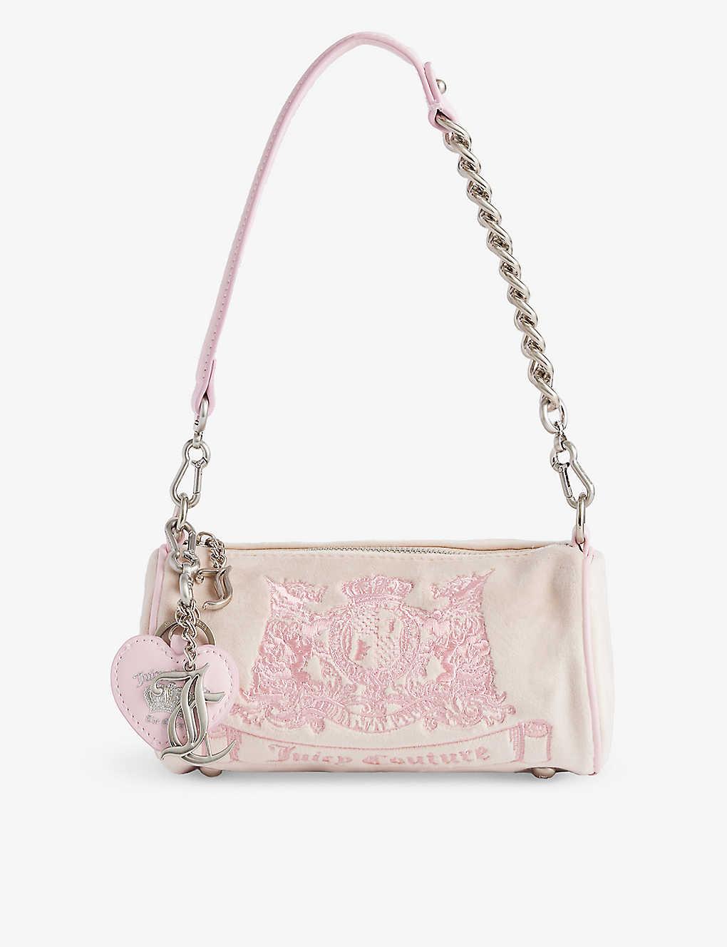 Juicy Couture Brand-embroidered Detachable-strap Velour Cross-body