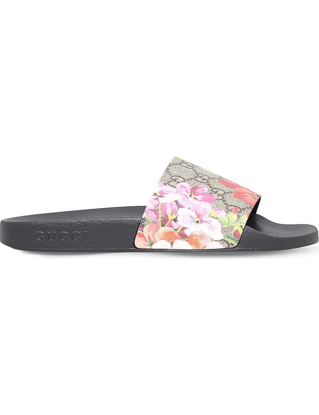 flowery gucci sliders