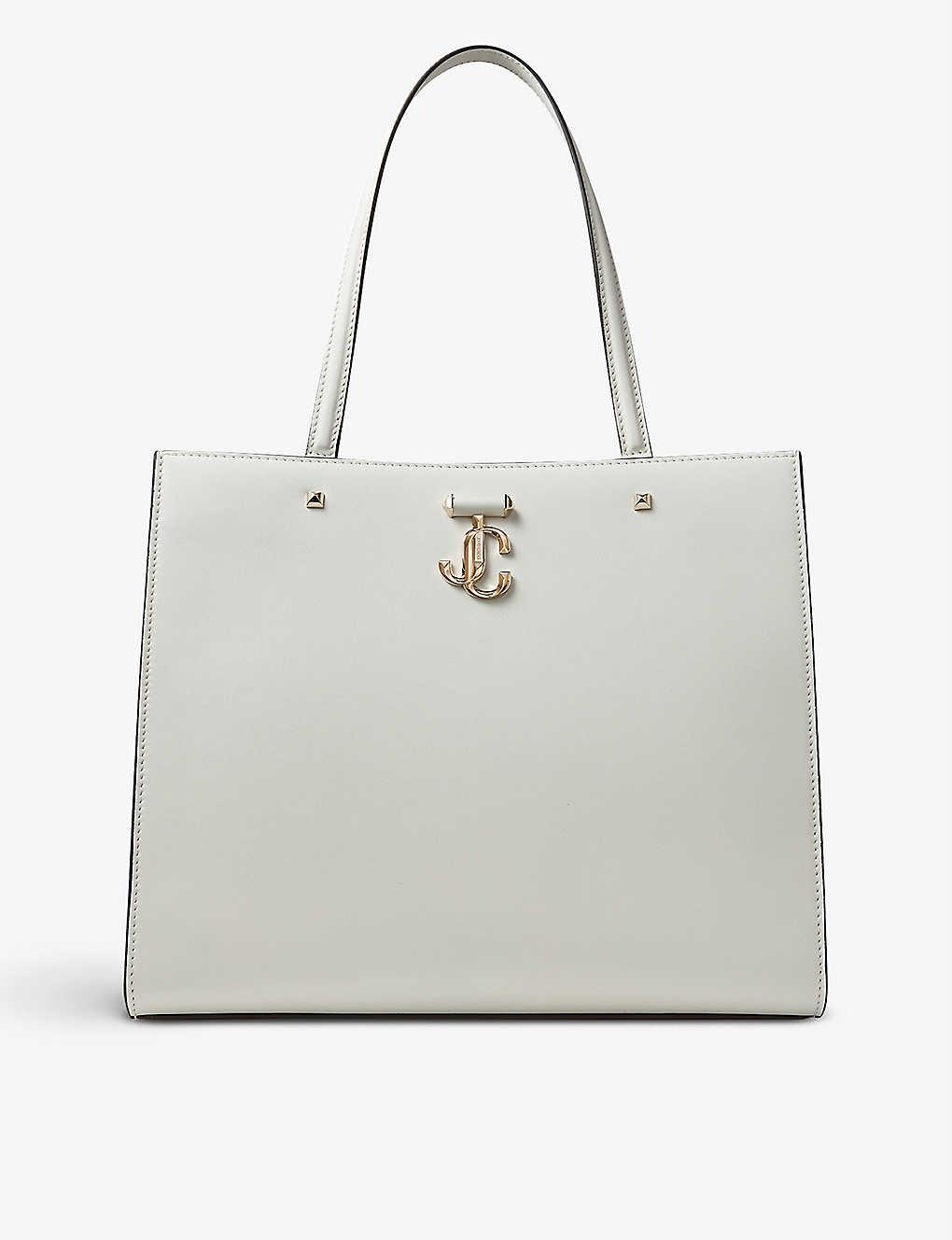 Jimmy Choo Varenne Logo-embellished Leather Tote Bag in White | Lyst