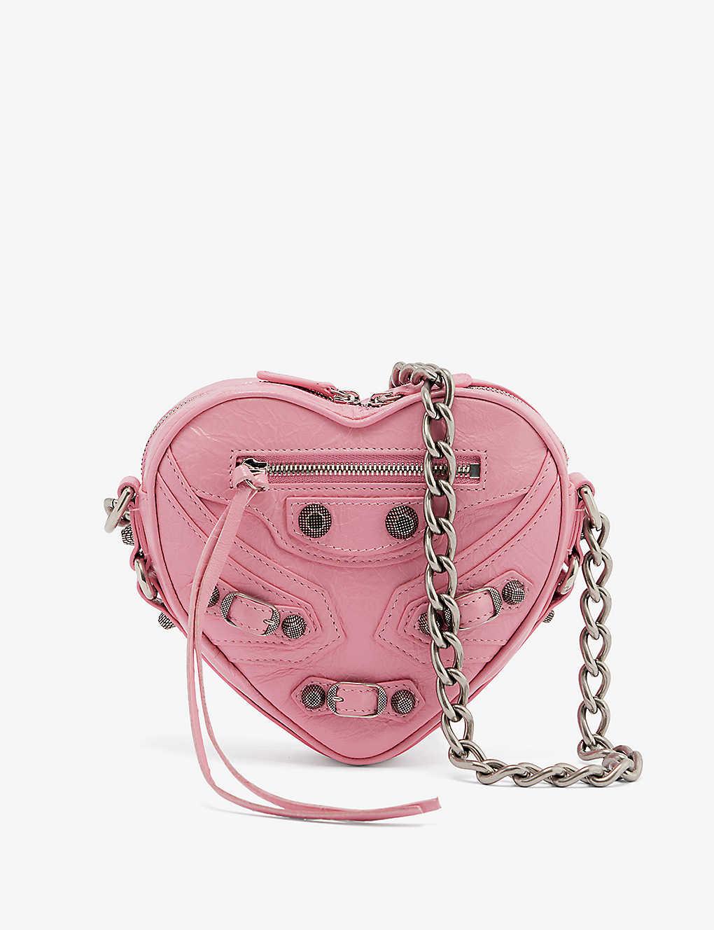 Balenciaga Le Cagole Heart Mini Leather Shoulder Bag in Pink | Lyst