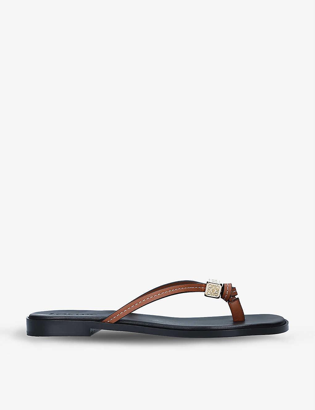 tan leather flip flops womens
