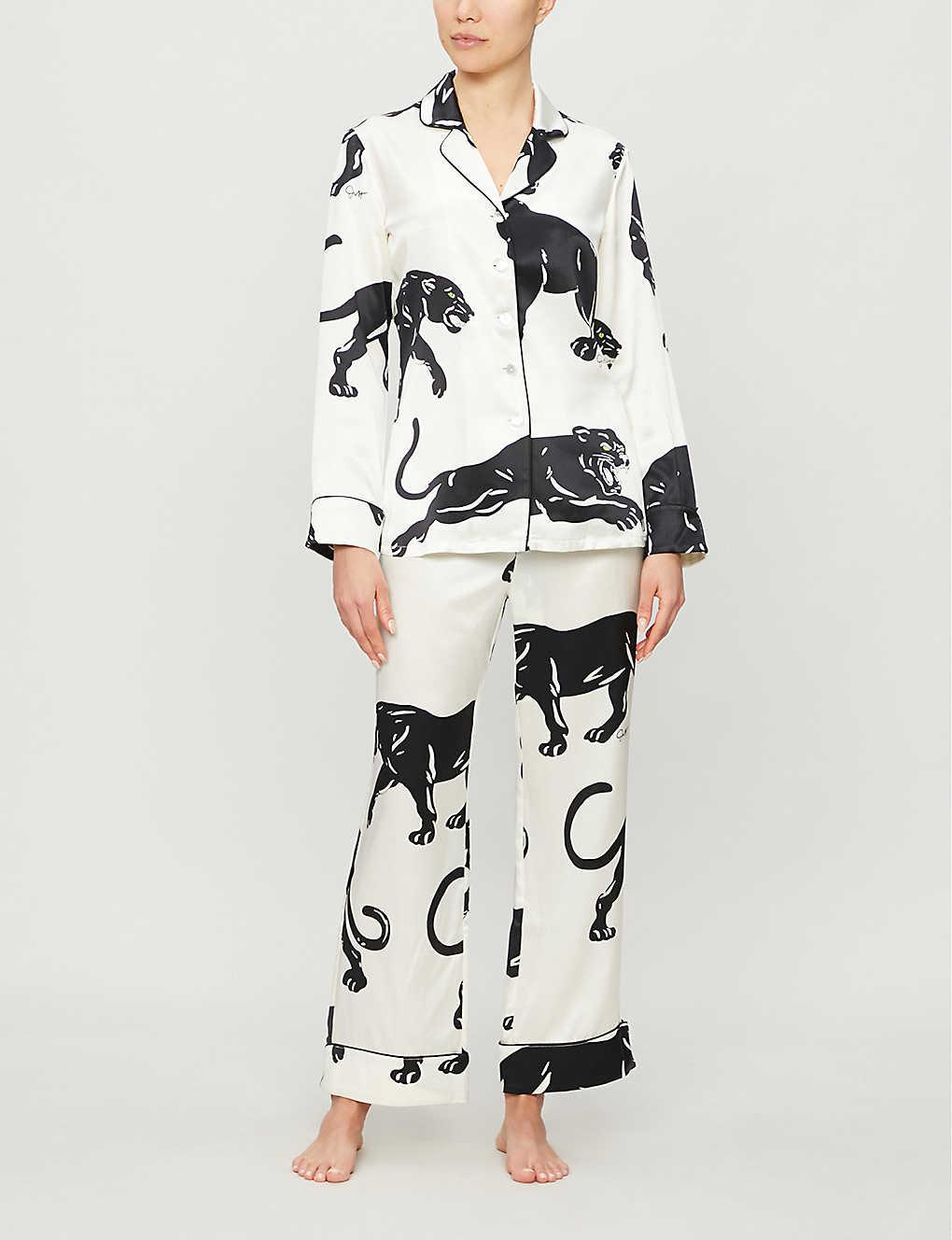 Olivia Von Halle Lila Panther-print Silk Pyjamas | Lyst