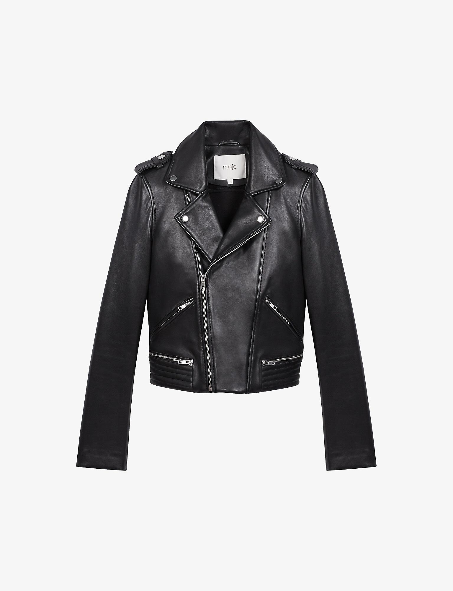 Maje basalt hotsell leather jacket