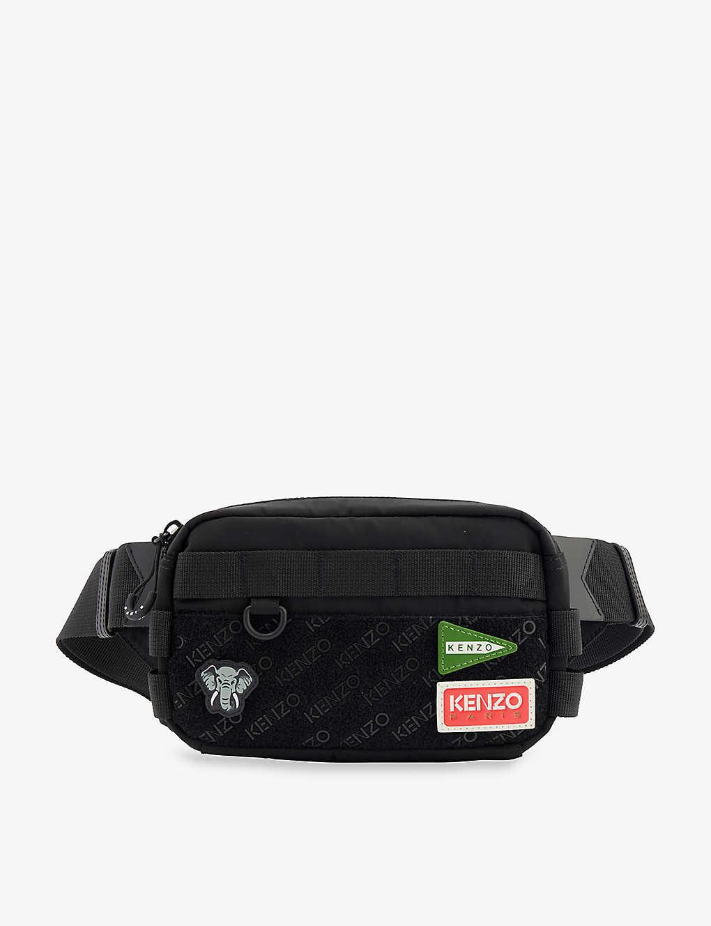KENZO Jungle Patch-embellished Woven Bum Bag in Black for Men | Lyst