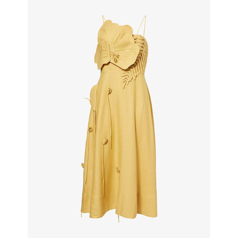 farm rio yellow garden midi dress FARM Rio Yellow Garden Midi Dress, Yellow Garden / S