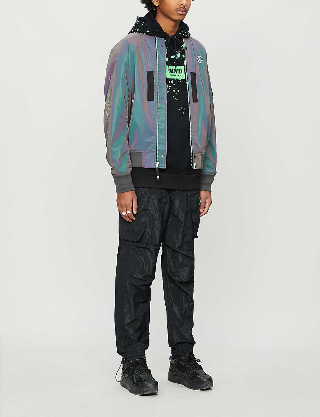 A Bathing Ape Reflector Light Weight Bomber Jacket in Green for Men | Lyst