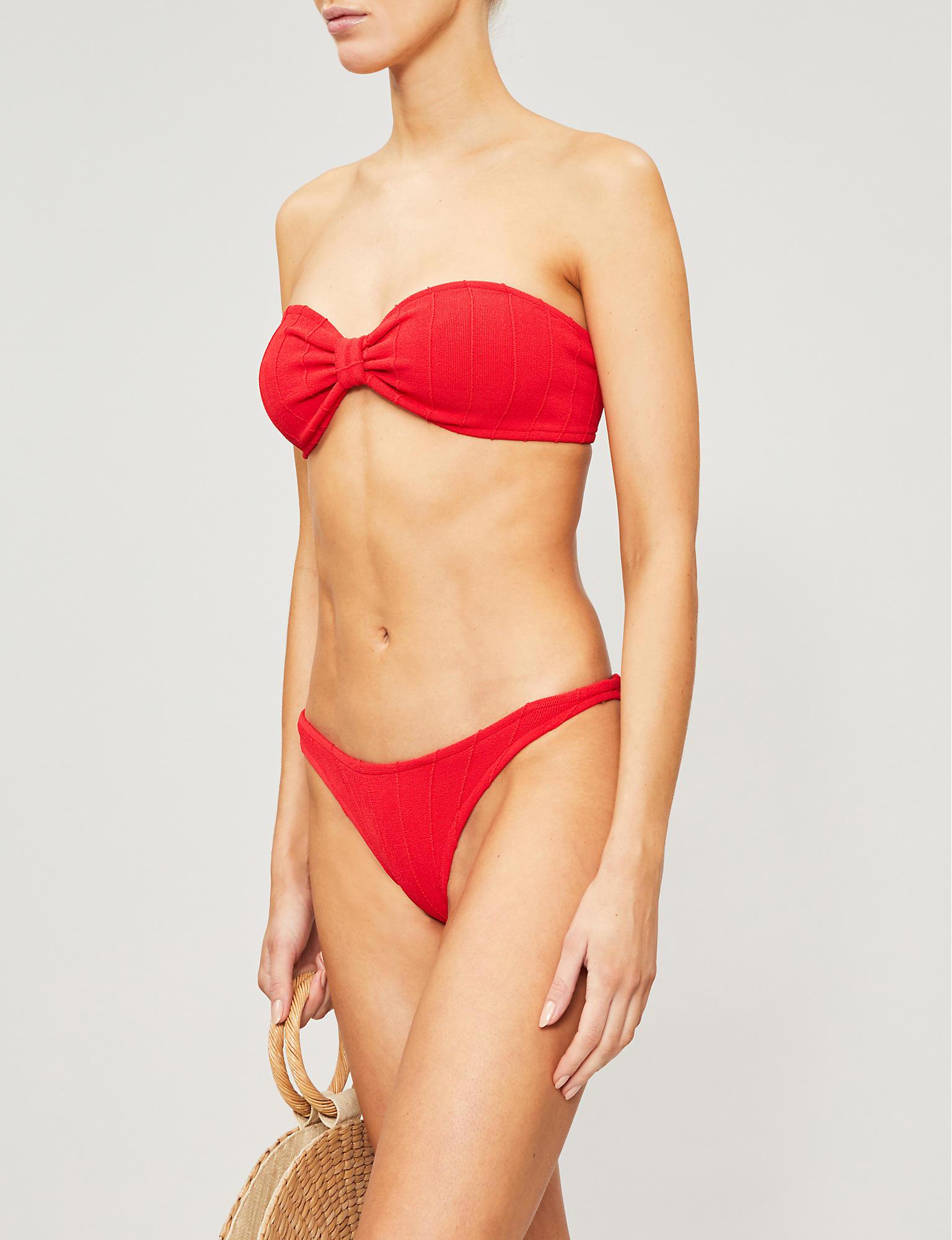 Hunza G Jean Nile Bandeau Bikini Set in Red | Lyst