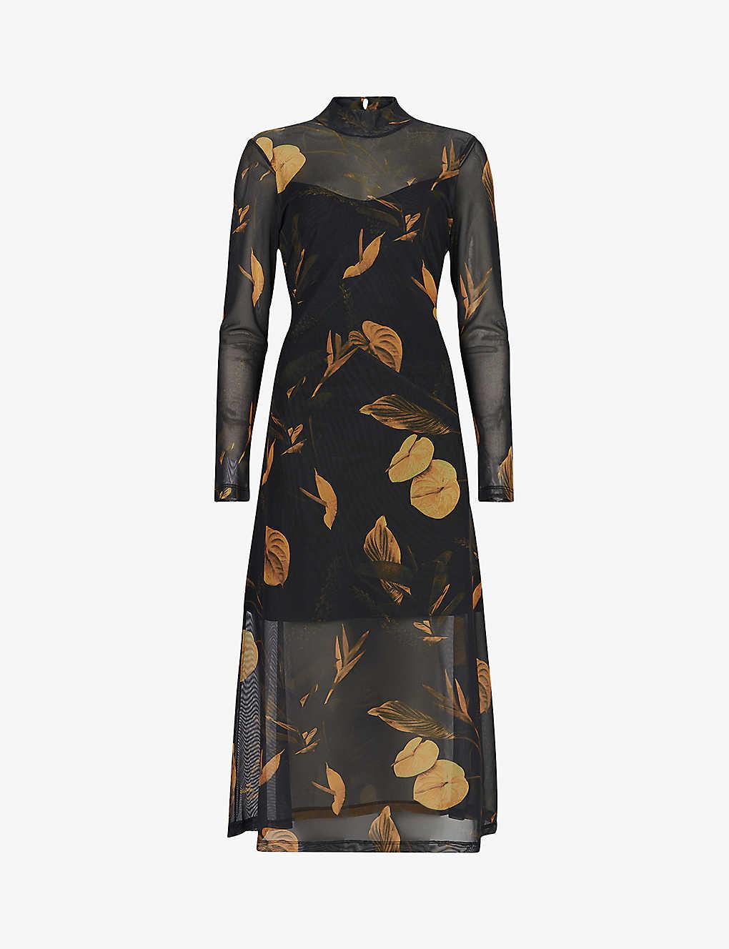 all saints sheer dress Madi Fitted Dress Black