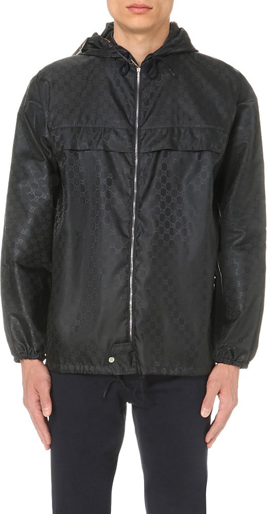 Gucci Synthetic Monogram Windbreaker Jacket in Black for Men - Lyst