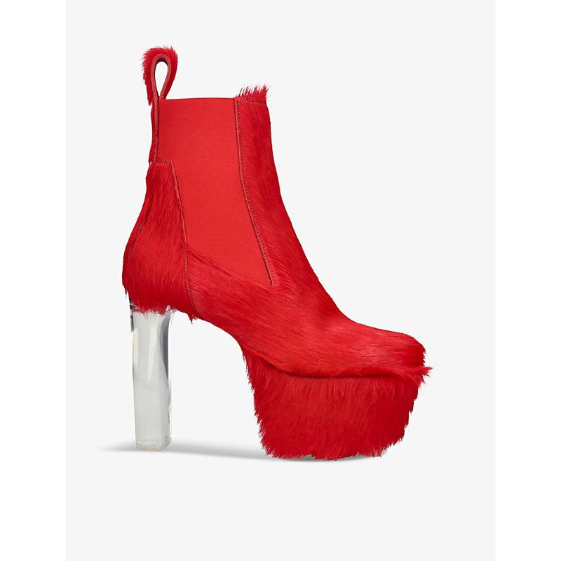 Rick Owens Red Grilled Platforms 45 Chelsea Boots Rick Owens