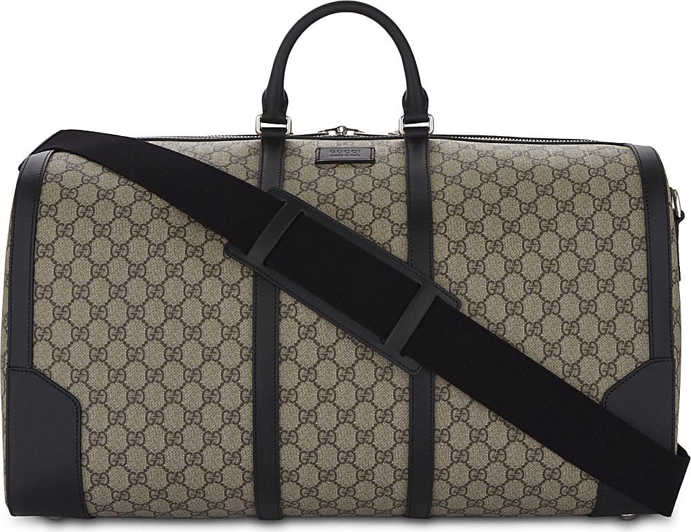 Gucci Gg Supreme Canvas Large Duffle Bag in Black | Lyst