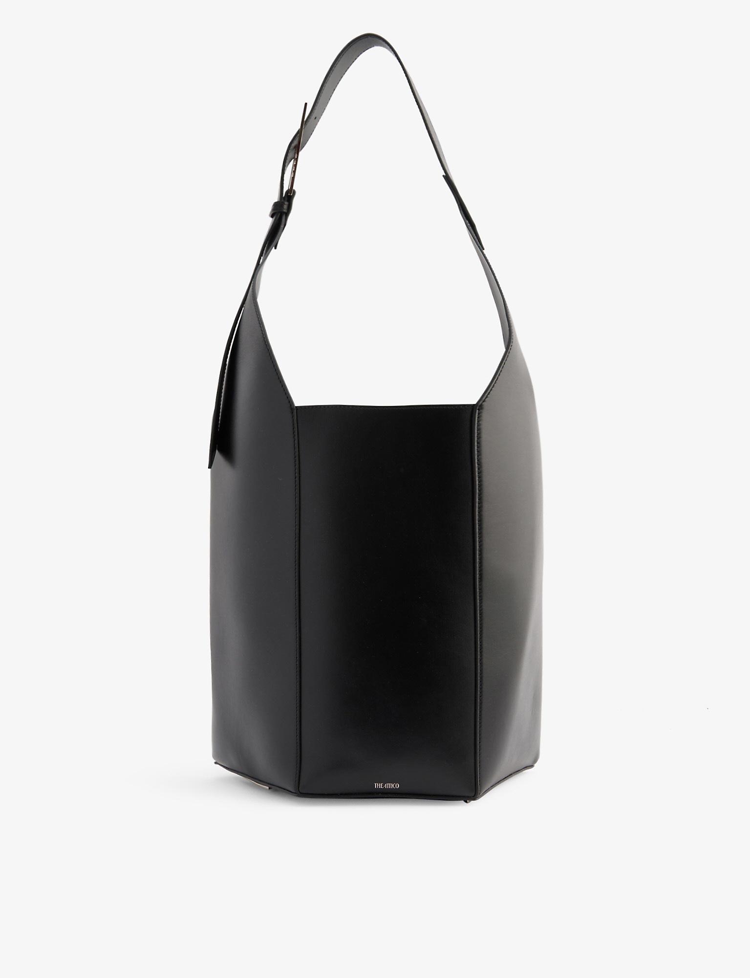 The Attico 12pm Leather Shoulder Bag in Black | Lyst