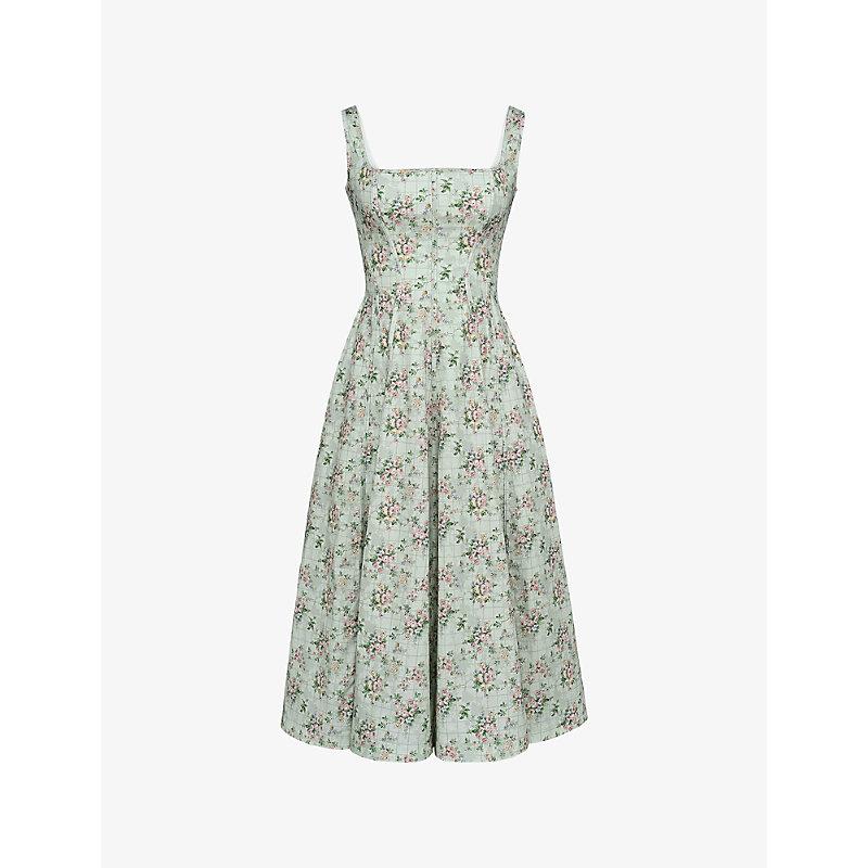 House Of Cb Mariabella Floral-Print Stretch-Cotton Midi Dress in Green | Lyst House Of Cb Mariabella Floral-Print Stretch-Cotton Midi Dress in Green | Lyst