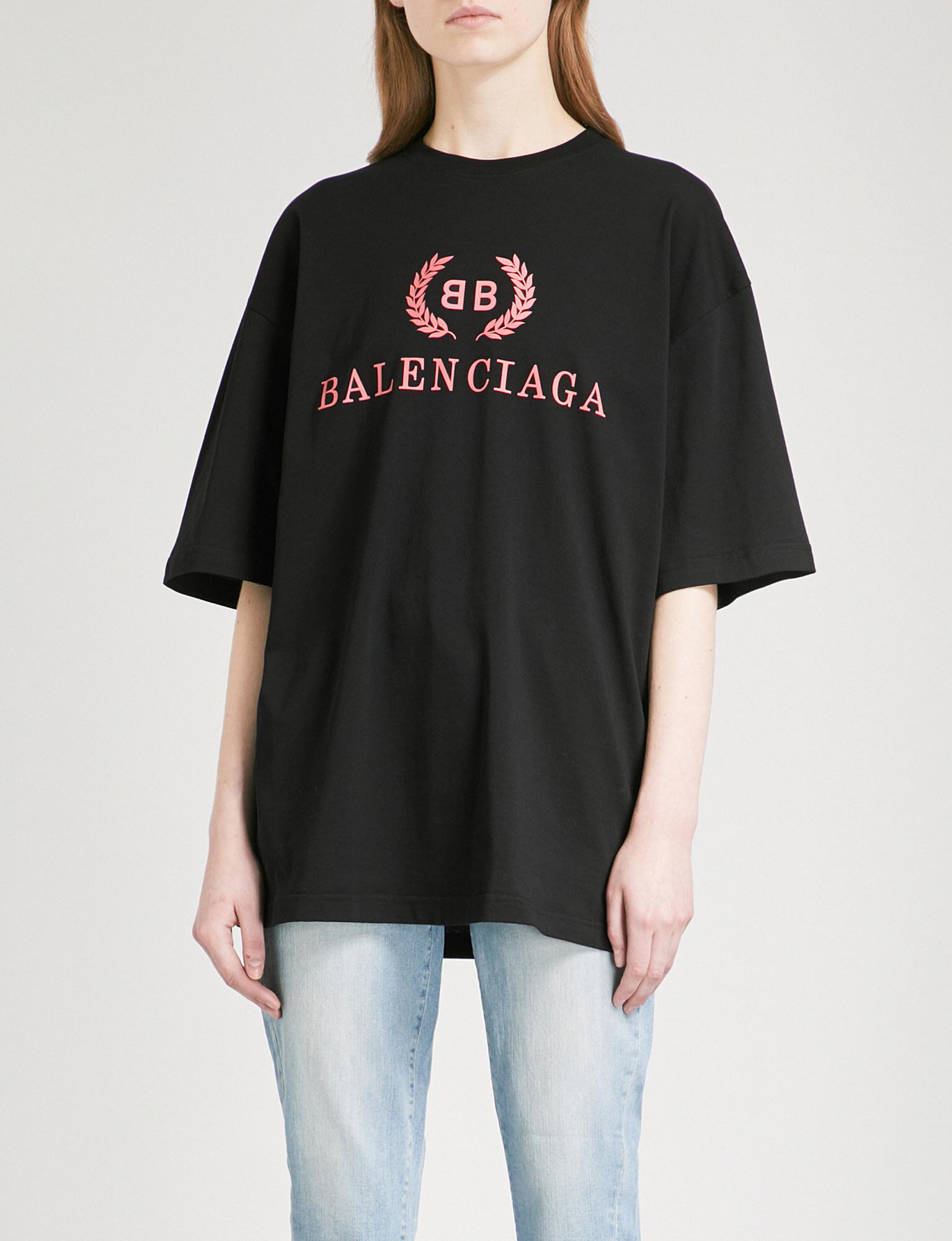 Balenciaga Oversized Cotton-jersey T-shirt in Black - Lyst