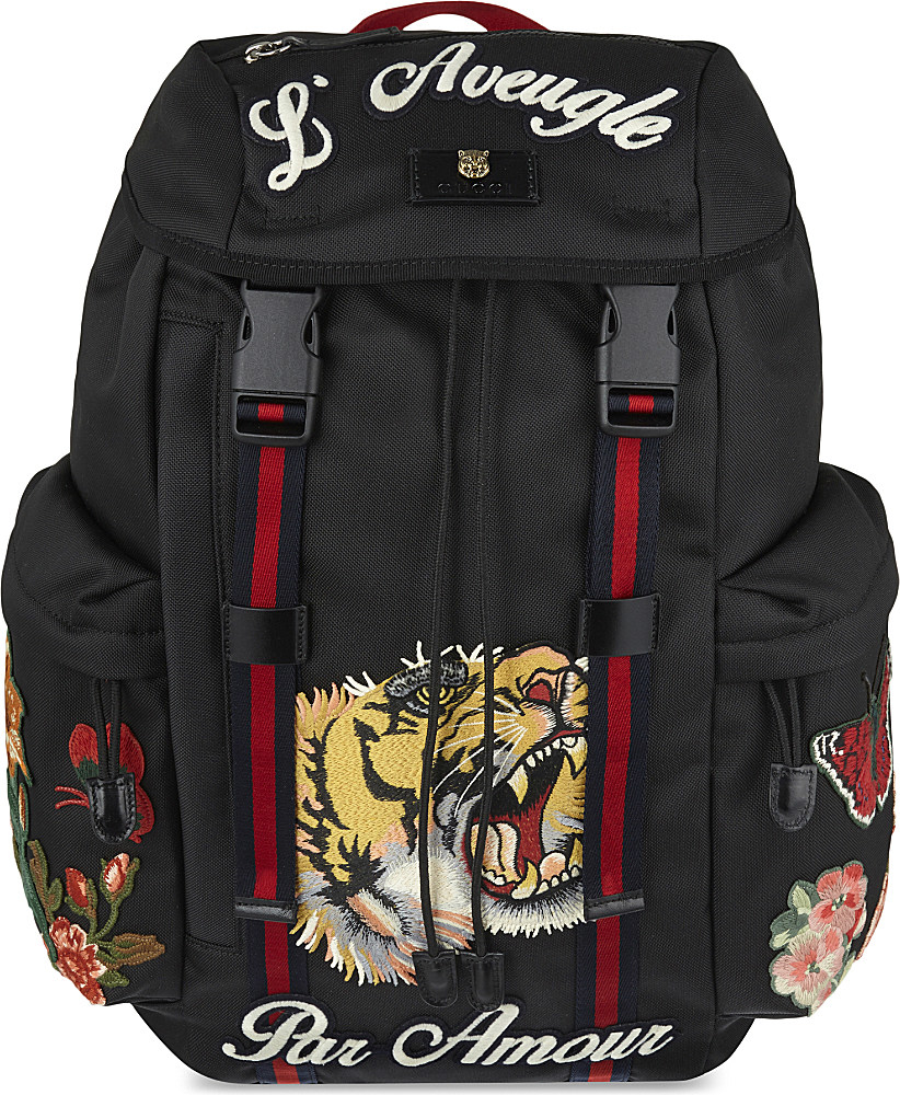 Gucci Tiger Embroidered Backpack in Navy (Blue) for Men - Lyst