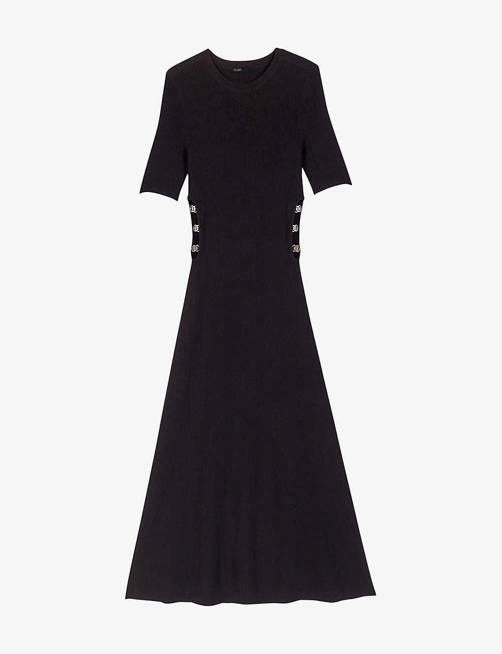Maje Cutout Knitted Maxi Dress in Black Lyst