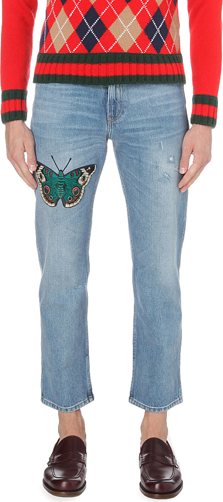 gucci butterfly jeans