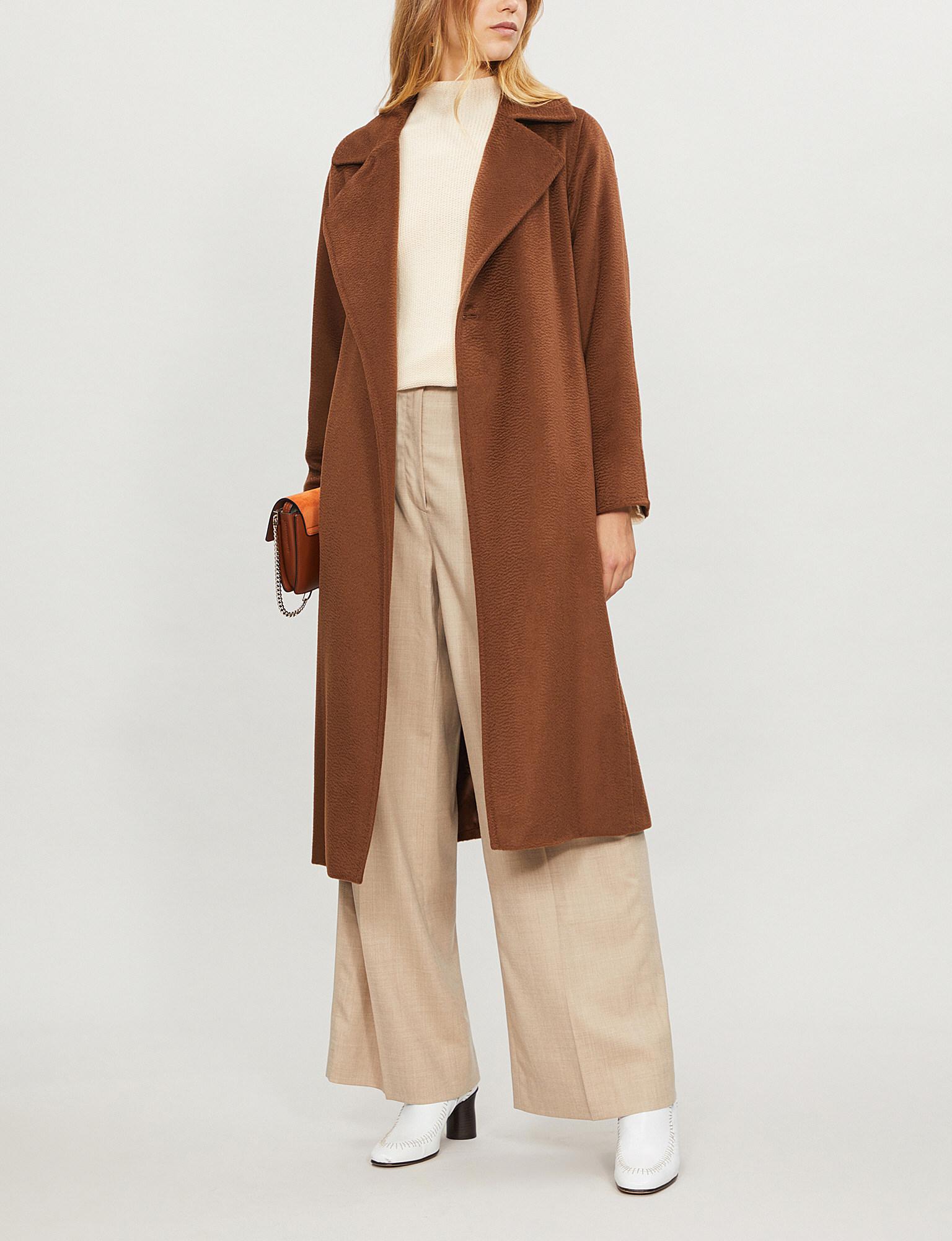 Max Mara Manuela Camel Hair Wrap Coat in Tobacco (Brown) - Lyst