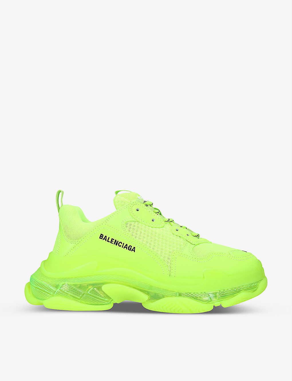 Balenciaga Men's Triple S Leather And Mesh Trainers in Yellow for Men - Lyst