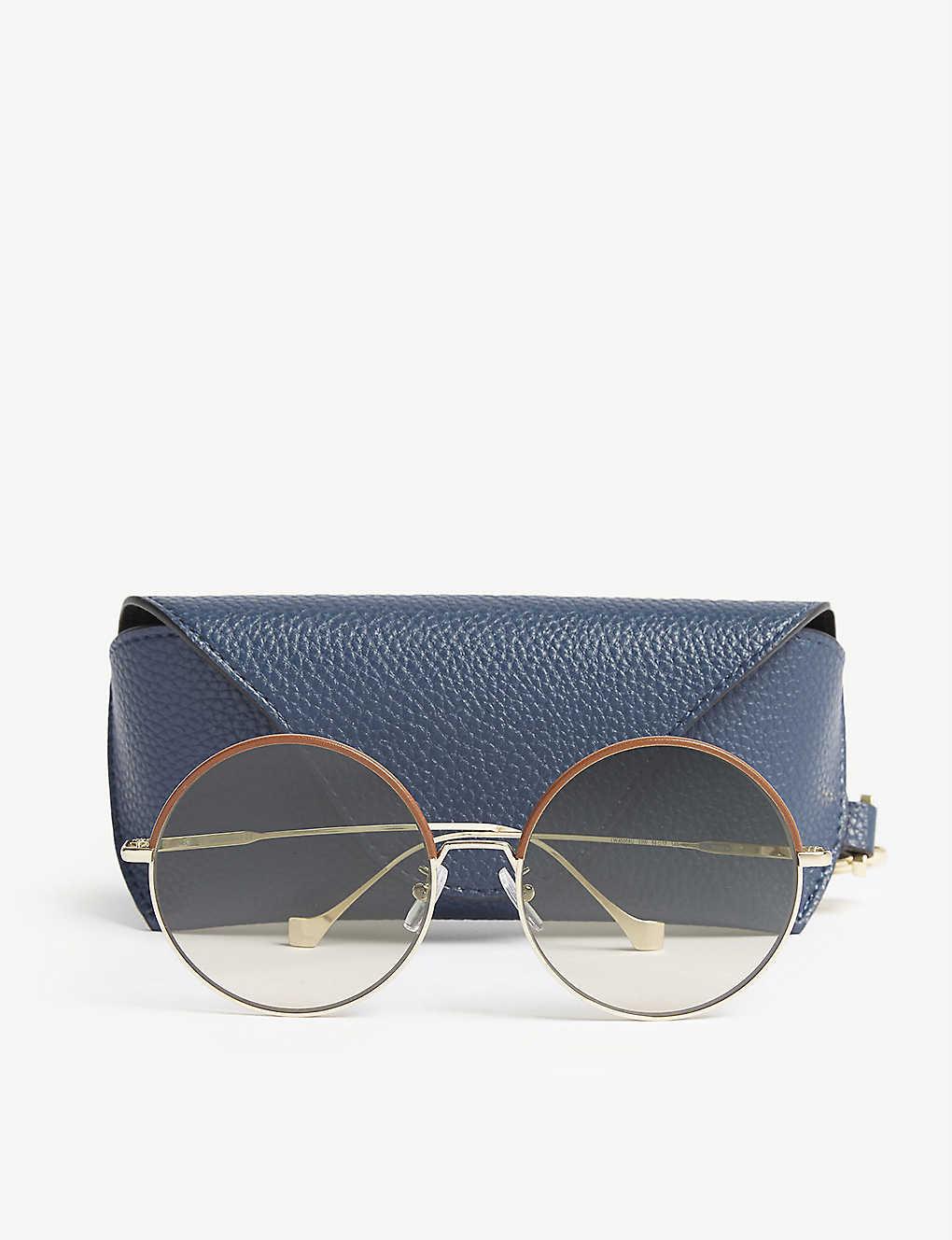 Loewe Leather Womens Gold Lw40008u Round-frame Sunglasses 