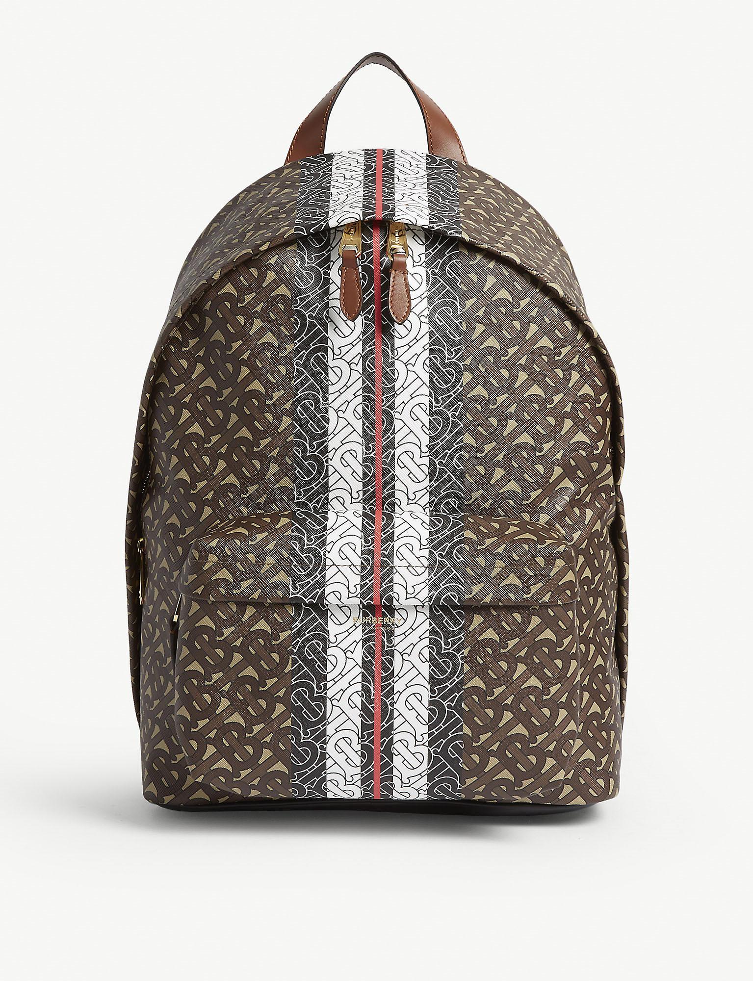 BURBERRY: bag in E-canvas with monogram print - Brown