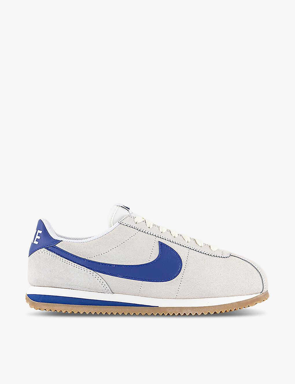 Nike Cortez Brand-embellished Leather Low-top Trainers in Blue for Men |  Lyst