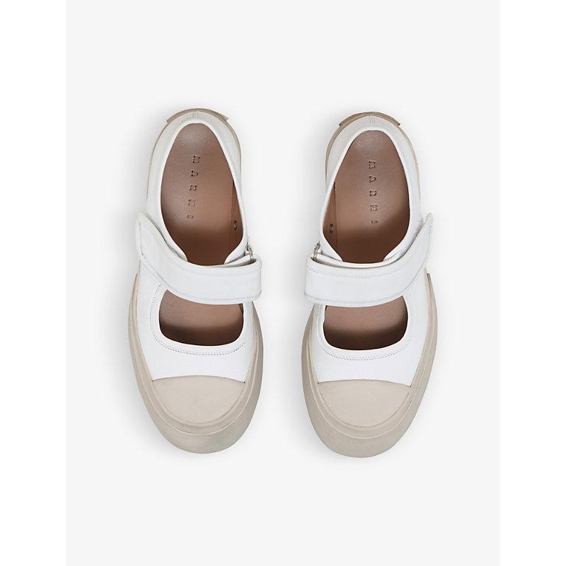 Marni Chunky-sole Leather Mary-jane Trainers in White | Lyst