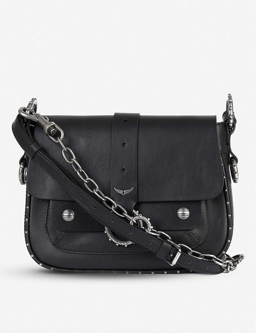 Zadig & Voltaire Kate Studded Leather Cross-body Bag in Black | Lyst